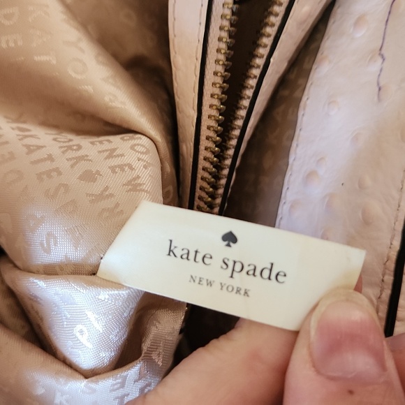 Kate Spade Pink Ostrich Large Tote Bag Purse with Bow Detail - Picture 12 of 13